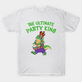 Mardi Gras Carnival T-rex Dinosaur Party King T-Shirt